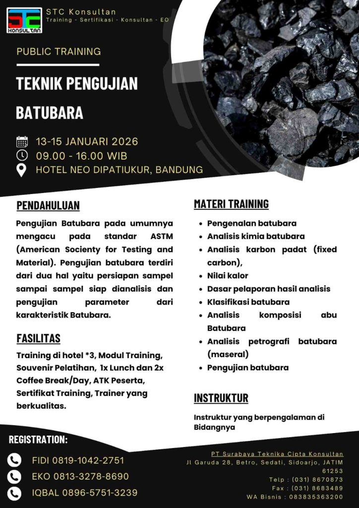 Poster training teknik pengujian batubara ASTM