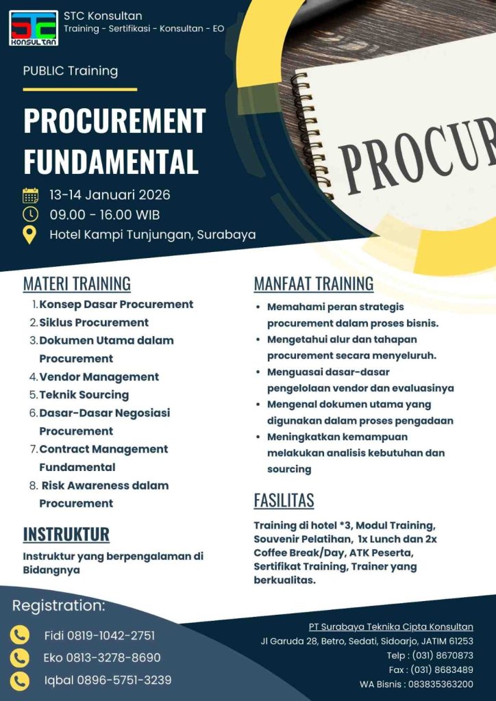 Training procurement fundamental oleh STC Konsultan untuk profesional pengadaan
