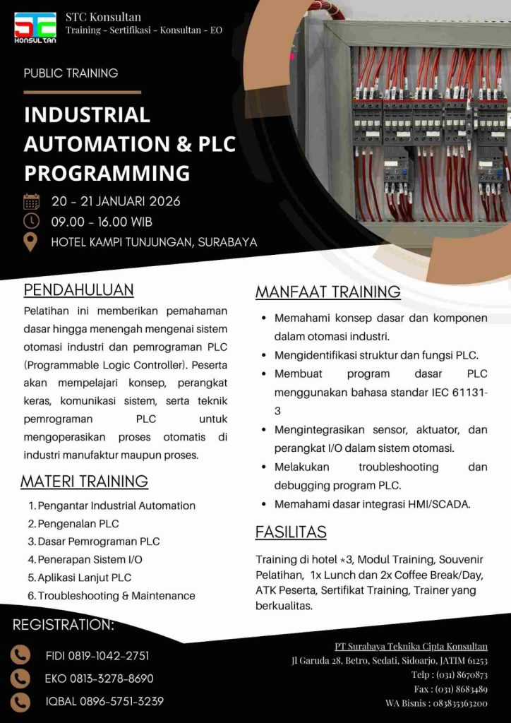 Pelatihan industrial automation dan PLC programming STC Konsultan di Surabaya