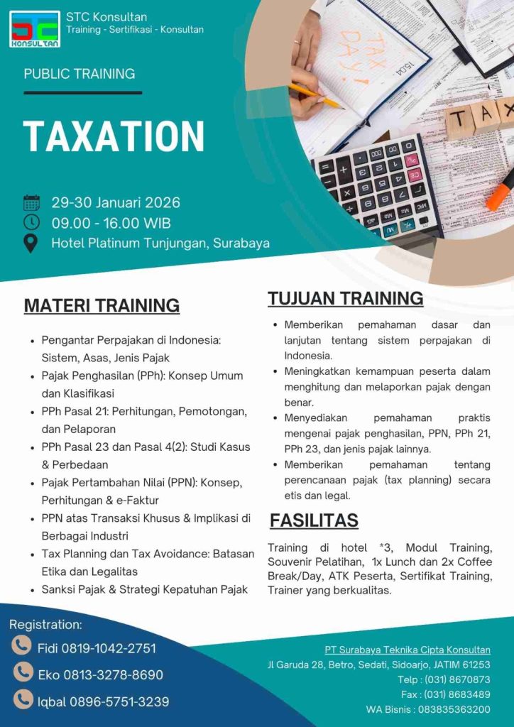 Training taxation STC Konsultan di Surabaya Januari 2026