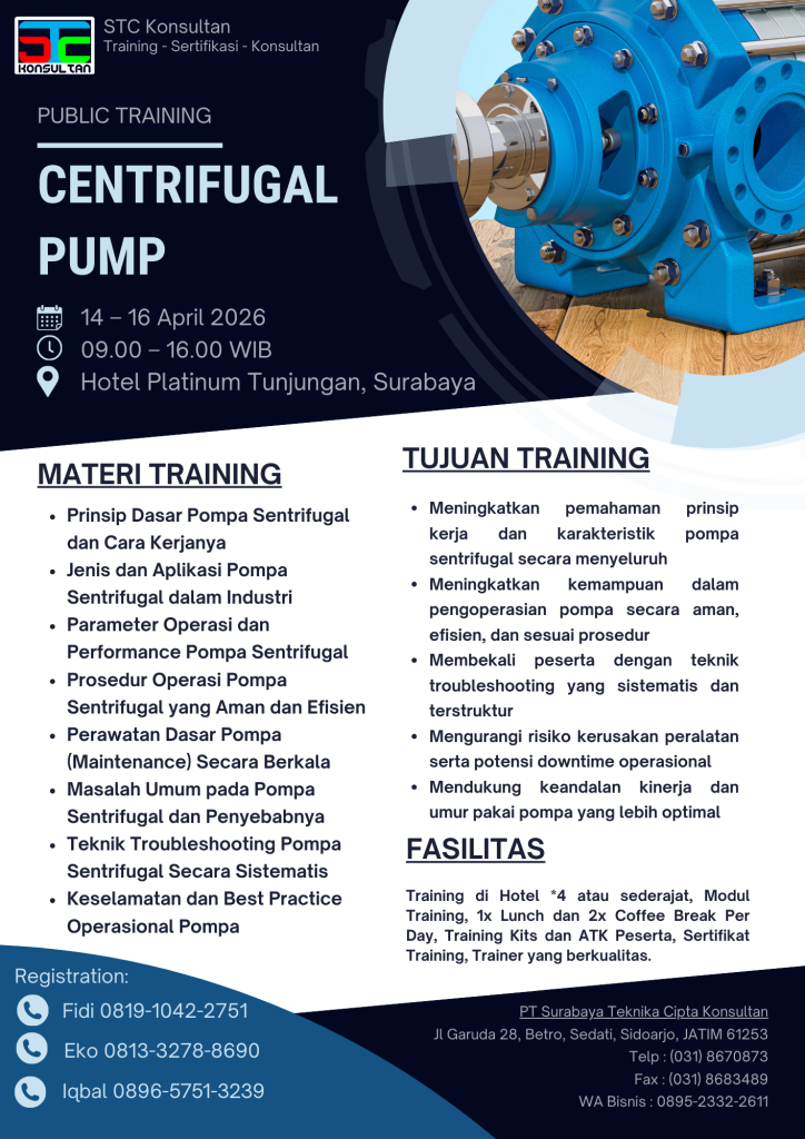Pelatihan Maintenance Pompa Sentrifugal bersama STC Konsultan