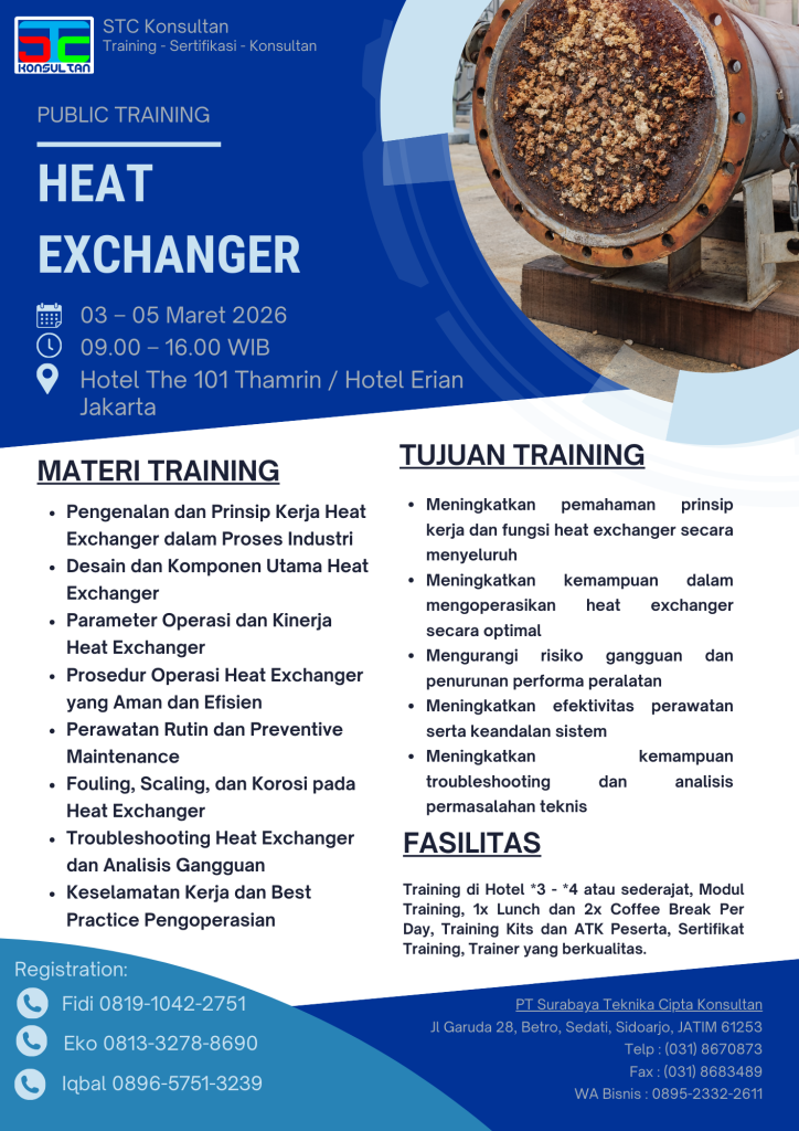 pelatihan perawatan heat exchanger bersama stc konsultan, jasa pelatihan karyawan terbaik