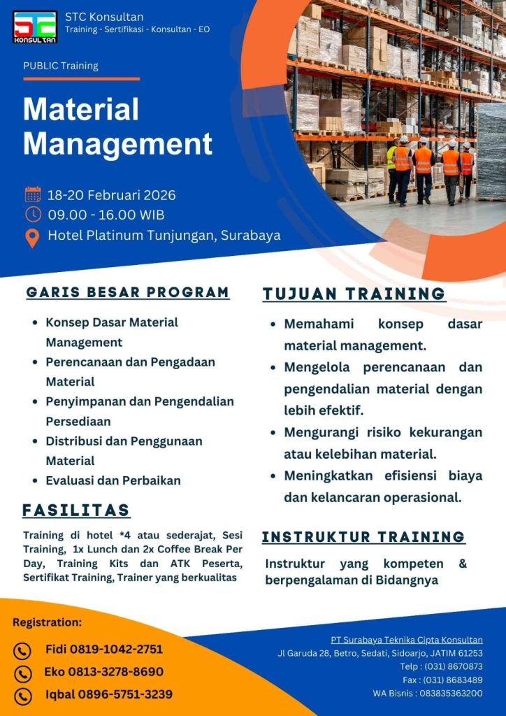 poster Material Requirement Planning bersama PT Surabaya Teknika Cipta Konsultan (STC Konsultan)