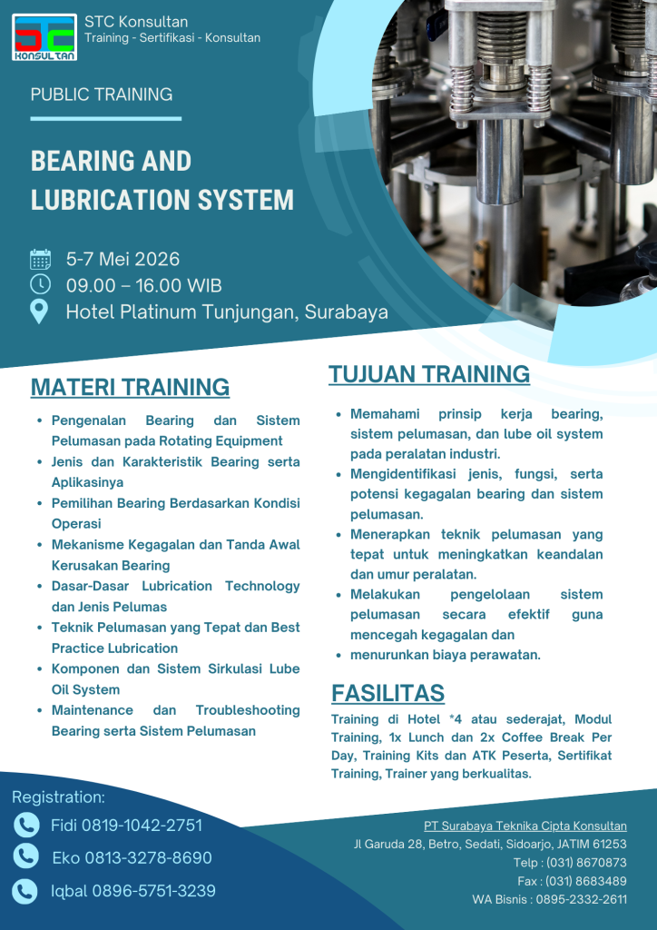Tingkatkan keandalan mesin melalui Pelatihan Bearing and Lubrication System dari STC Konsultan